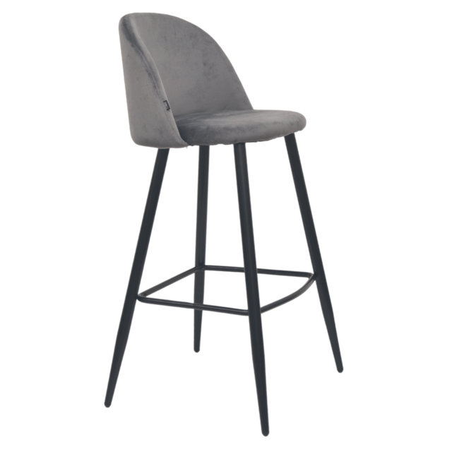 Banqueta Barcelona Pana Gris Oscuro Base Negra