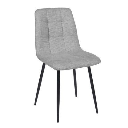 Silla Dallas Chenille Gris Claro Base Negra