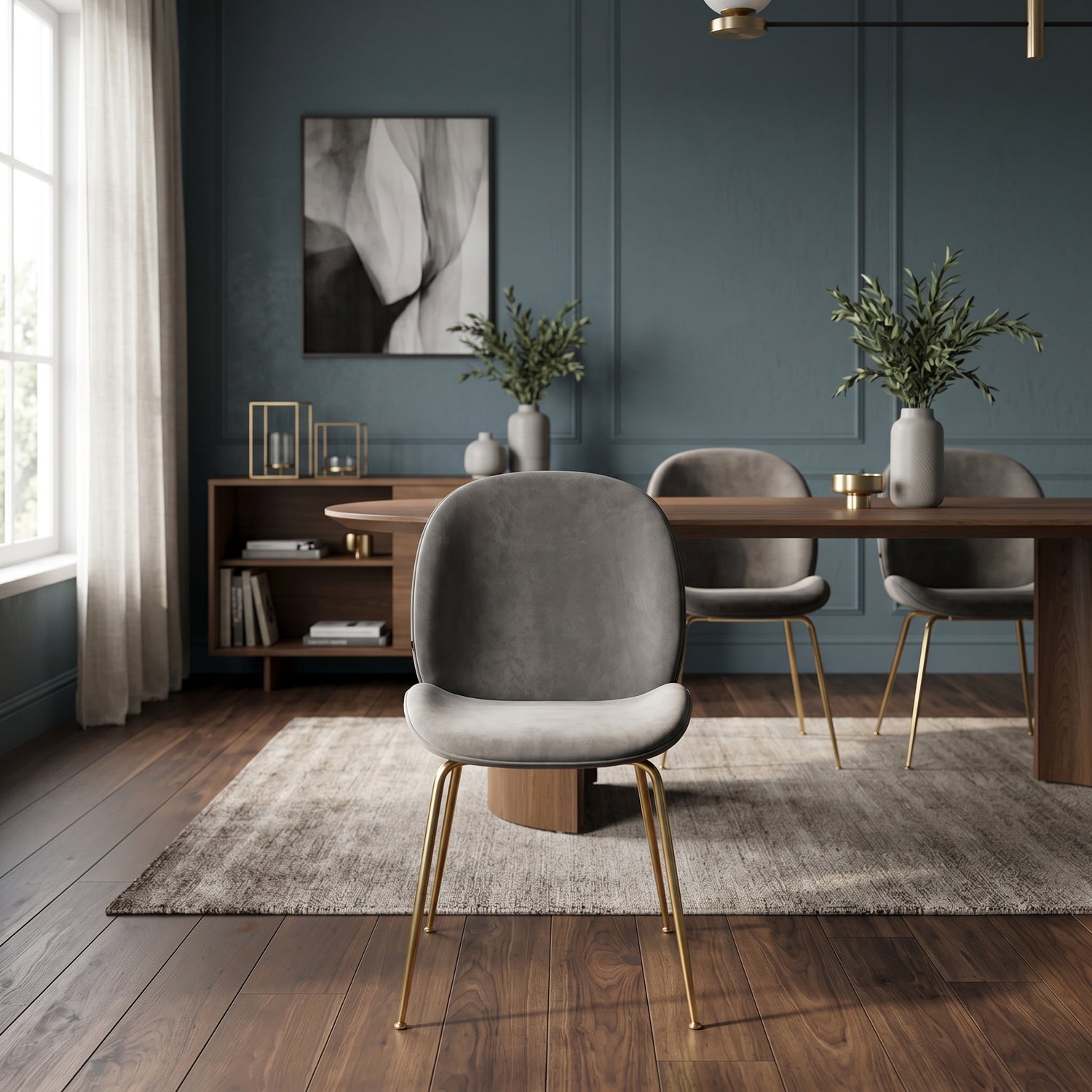Silla Kyris Gris Oscuro Base Dorada