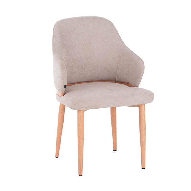 Silla Alani Taupe Base Madera