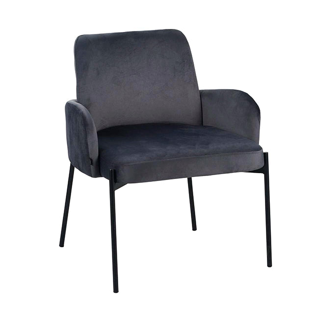 Sillón Londres Pana Gris Oscuro Base Negra