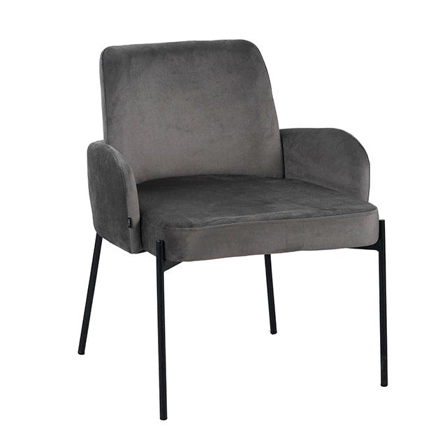 Sillón Londres Pana Gris Claro Base Negra