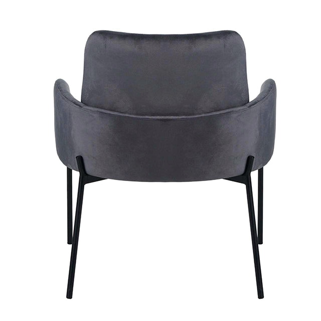 Sillón Londres Pana Gris Oscuro Base Negra