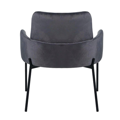 Sillón Londres Pana Gris Oscuro Base Negra