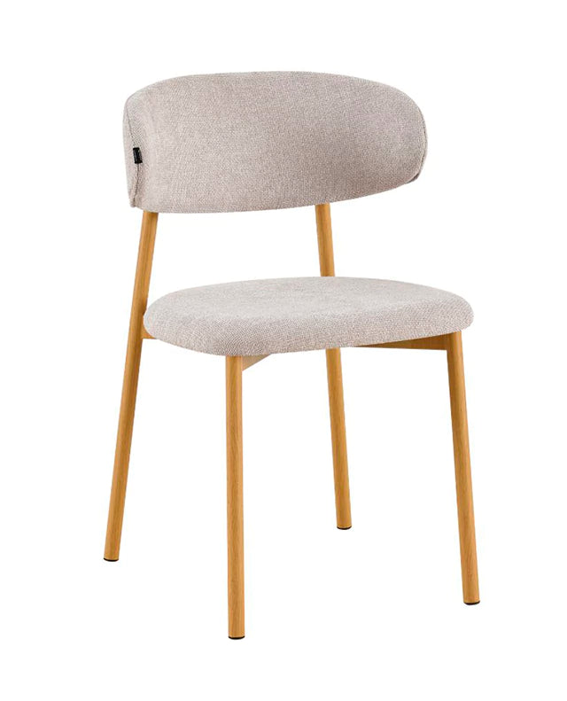 Silla Zuno Gris Claro Chenille Base Natural