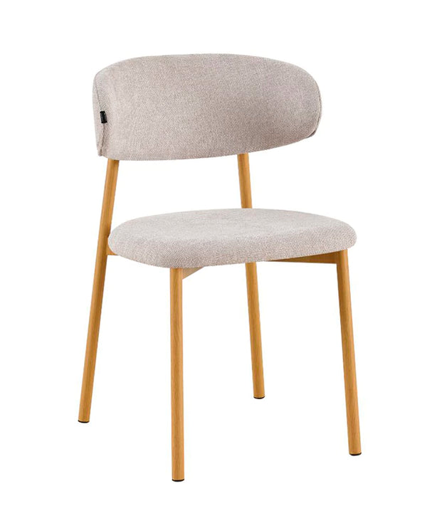 Silla Zuno Gris Claro Chenille Base Natural
