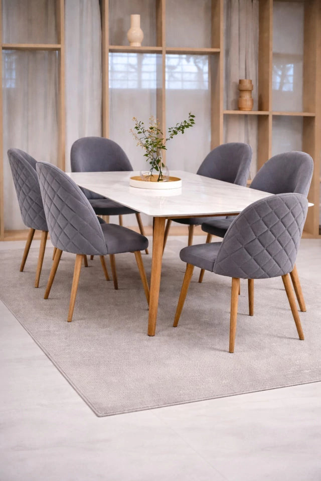 Silla Livia Matelasse Gris Oscuro Pana Base Natural