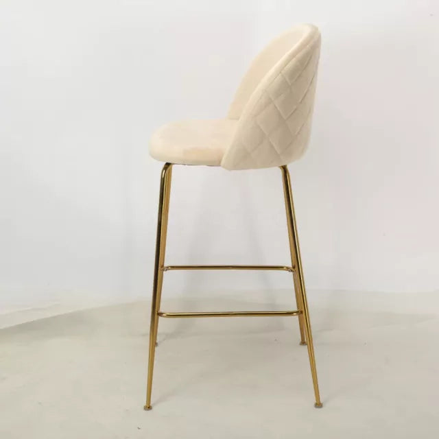 Banqueta Helia Pana Beige Base Dorada