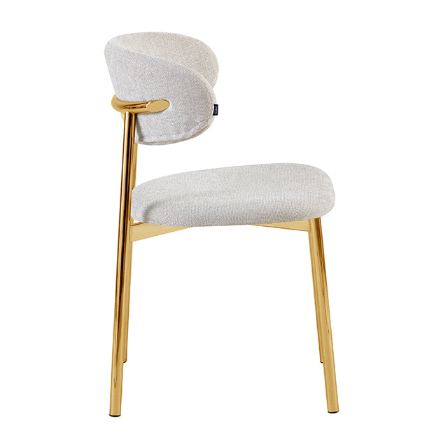 Silla Zuno Gris Claro Chenille Base Dorada