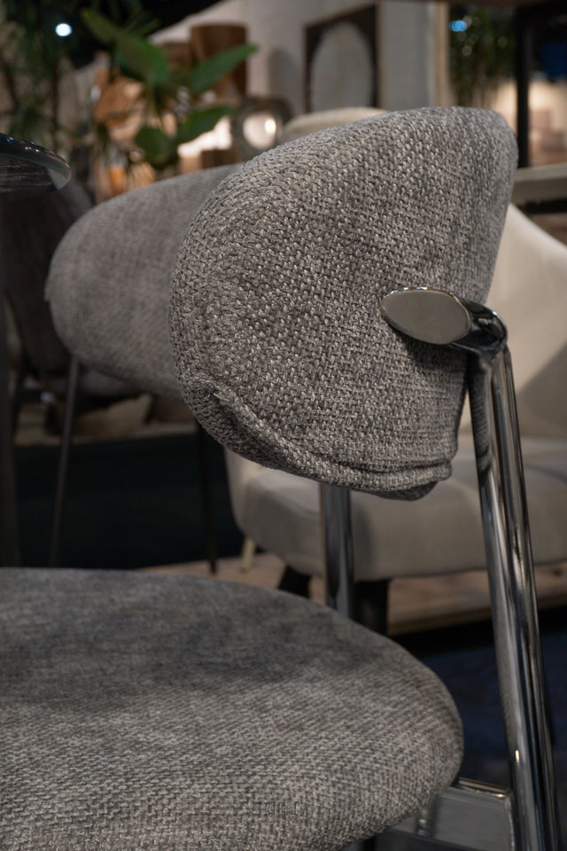 Silla Zuno Chenille Gris Oscuro Base Cromo