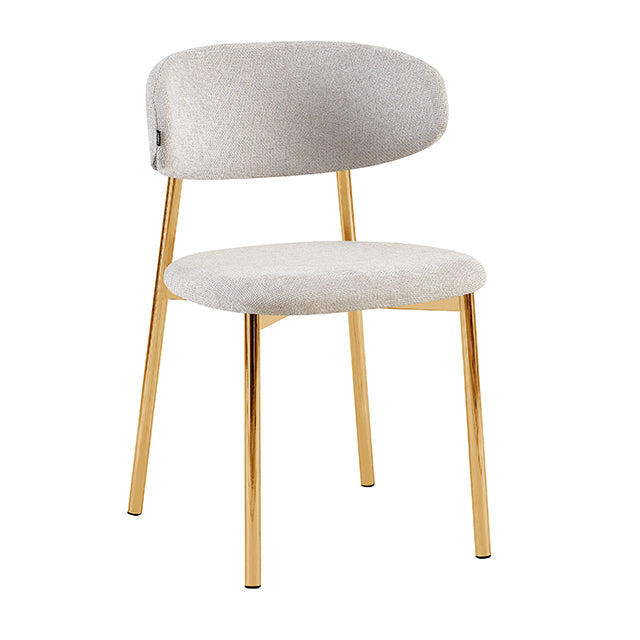 Silla Zuno Gris Claro Chenille Base Dorada