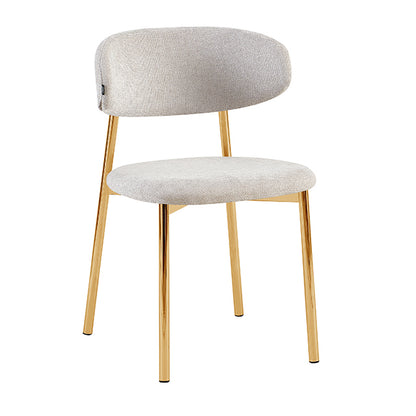 Silla Zuno Gris Claro Chenille Base Dorada